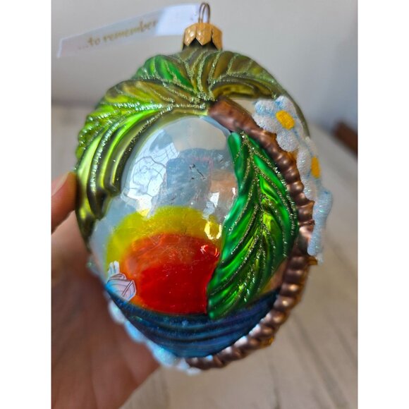 Hawaii cruise boat glass glitter ornament remember palm tree flowers unique Xmas - Picture 2 of 11